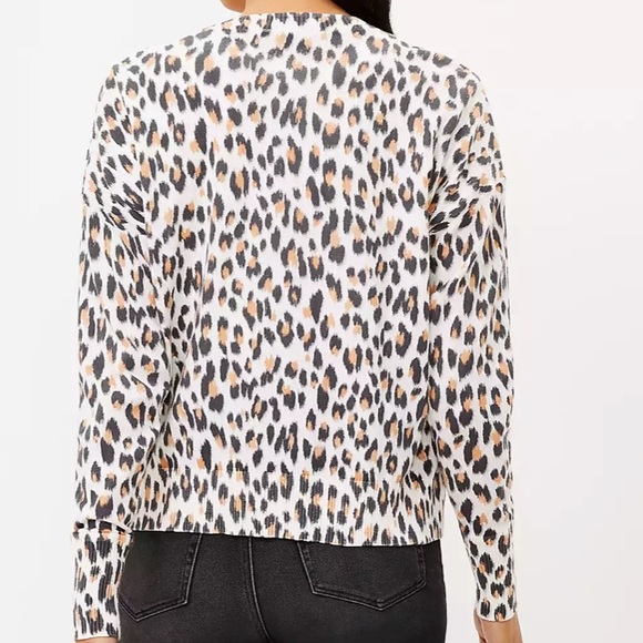 Loft white leopard print button front cardigan - Picture 2 of 3